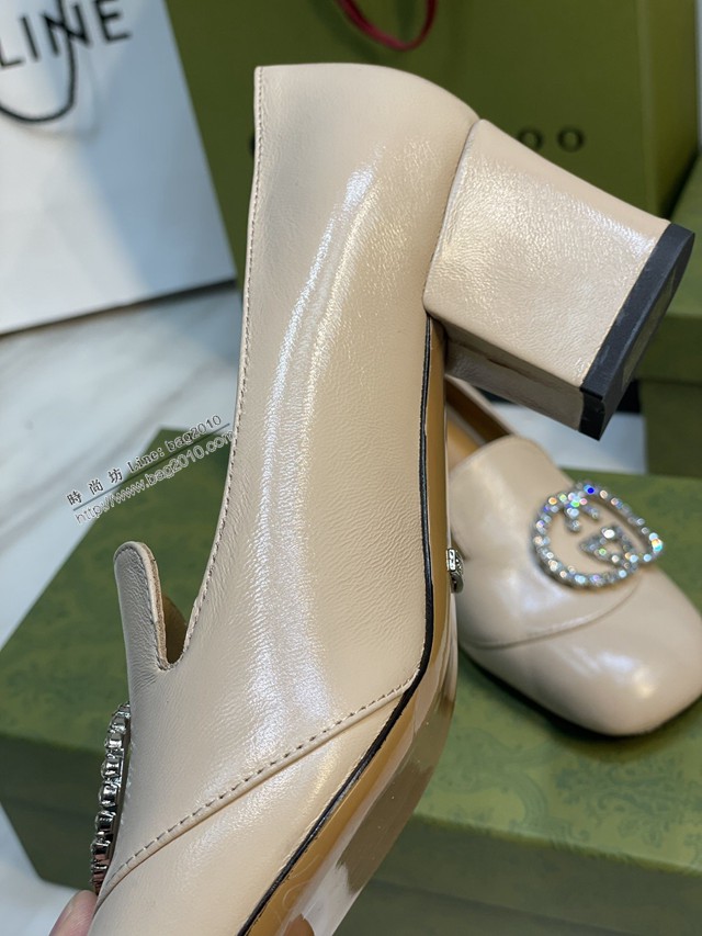 gucci頂級版本女士單鞋 古馳2022春季最新款羊油小皺羊皮平底皮鞋 dx2809